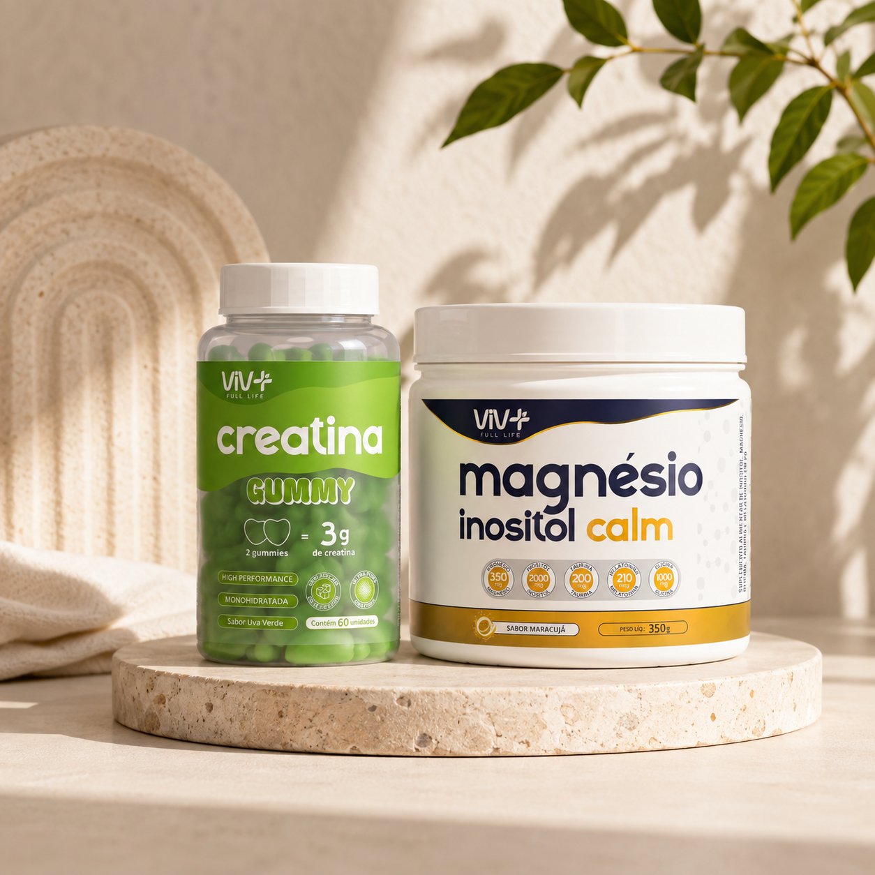 Super Kit Dia dos Pais Viv+ | Creatina Gummy Uva Verde + Magnésio Inositol Calm – Energia no Treino e Sono de Qualidade